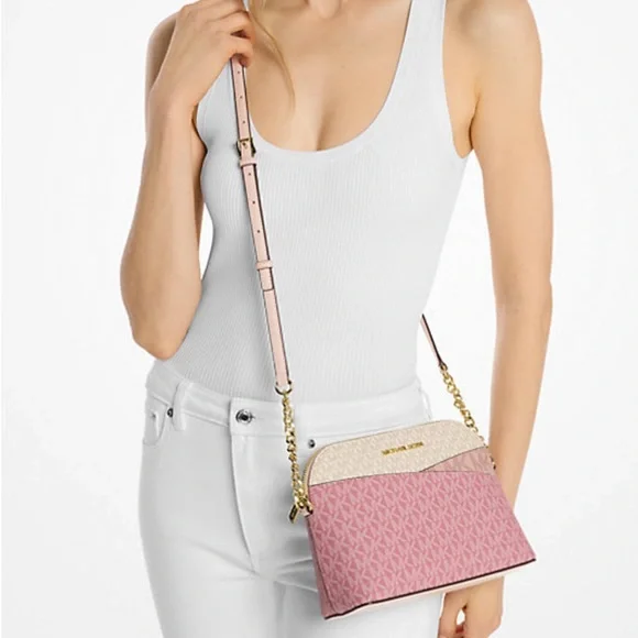 🌷 Michael Kors Jet Set Travel Medium Color-Block Signature Logo Crossbody Bag 🌷 - Picture 9 of 16